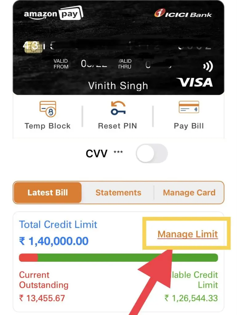 icici credit card limit Increase