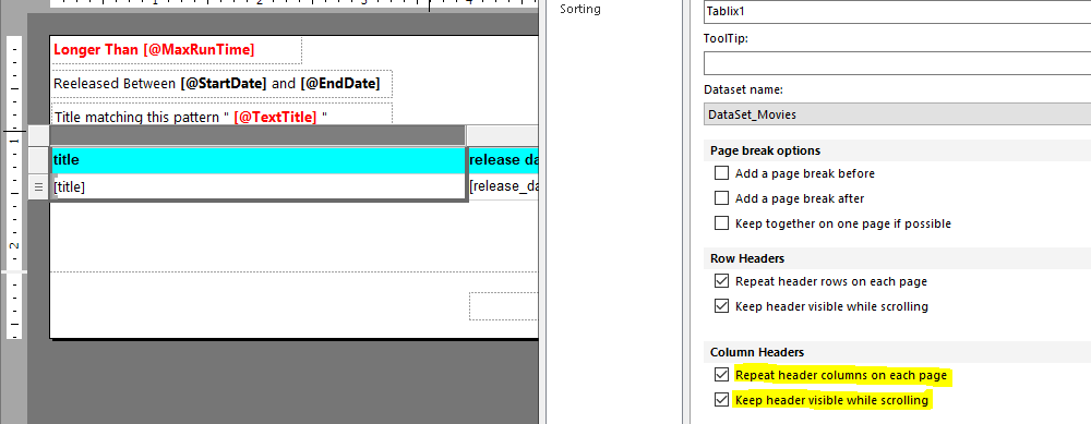 Fixed Column/Row header