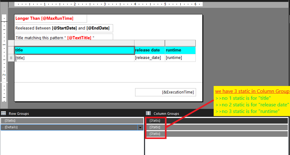 Fixed Column/Row in Report Builder