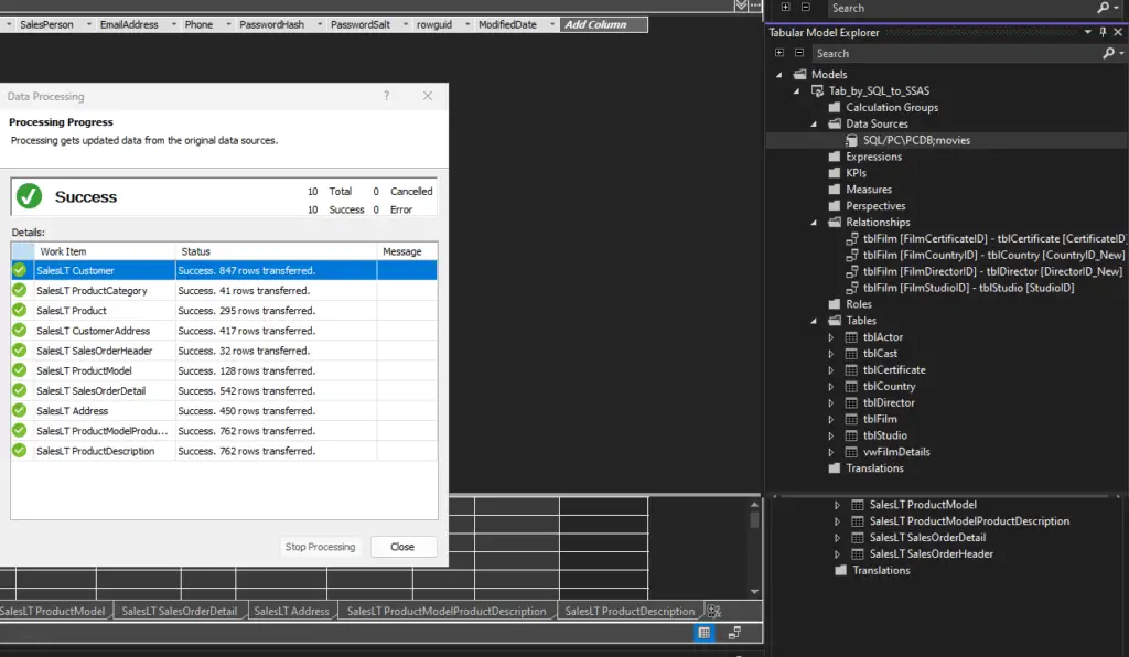 Creating Tabular Project