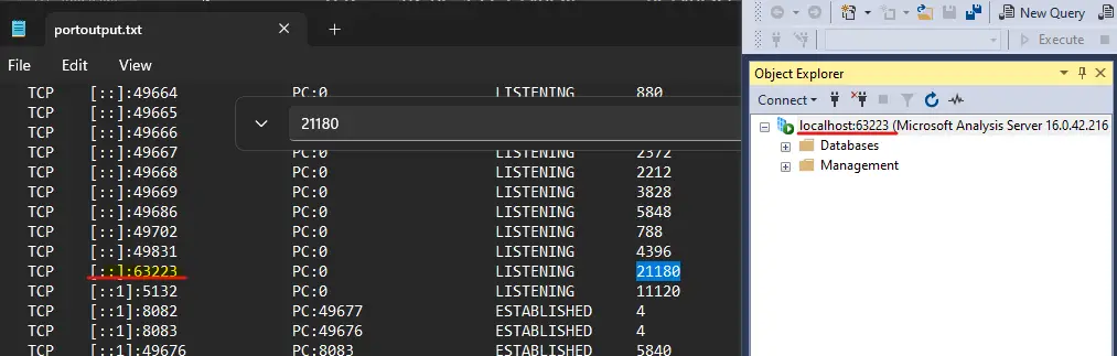 Port Number for Analysis Services 