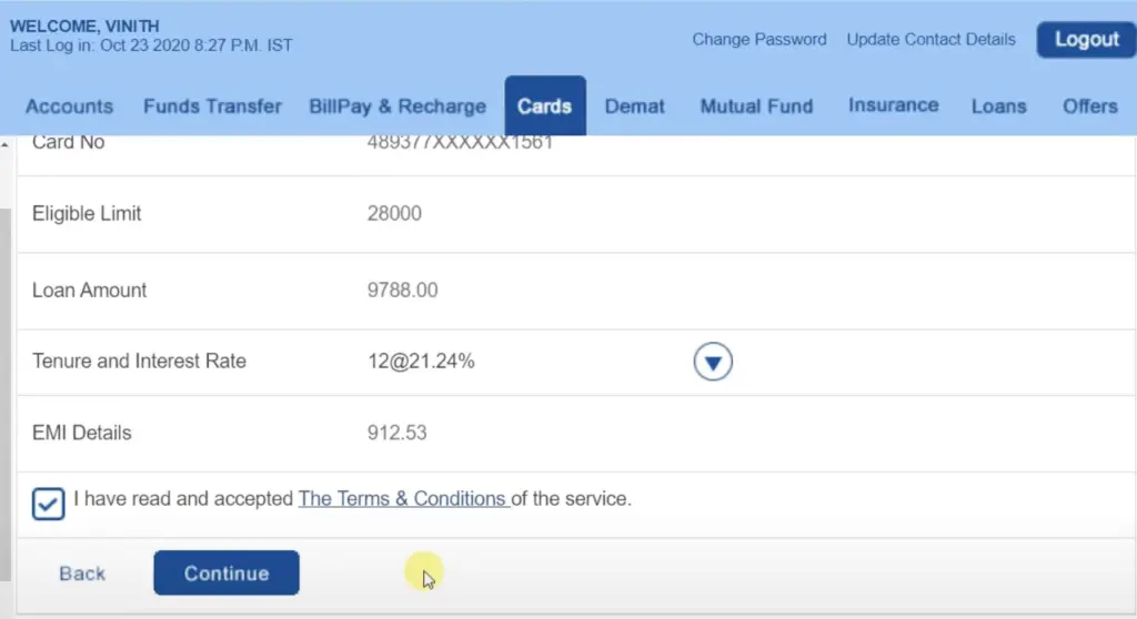 Convert HDFC Credit Card Amount into EMI