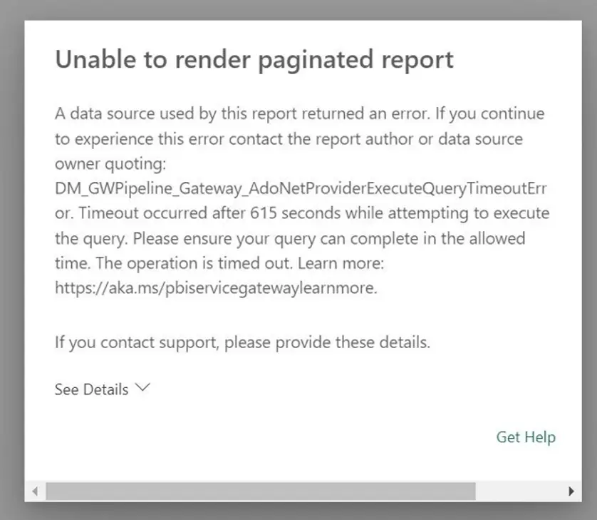 Unable to render paginated report
