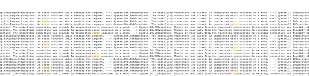 Network Request Returned Unexpected Error