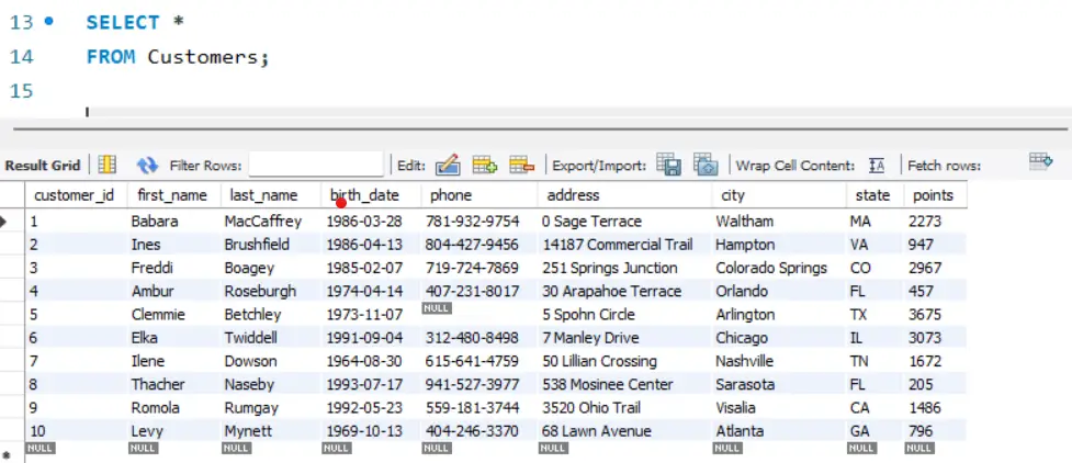 SQL SELECT Statement