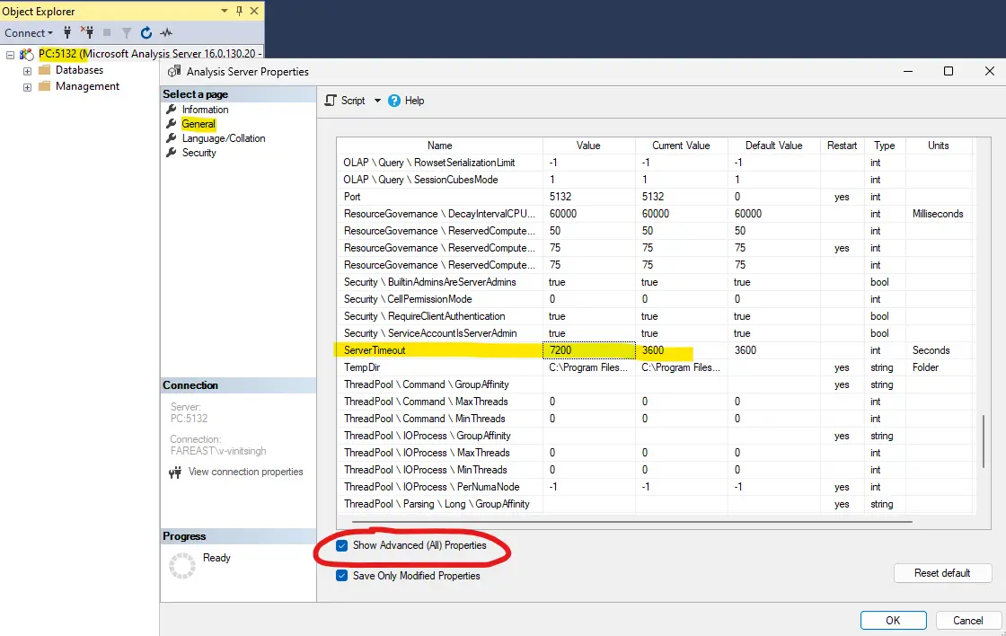 The XML for Analysis request timed out before it was completed