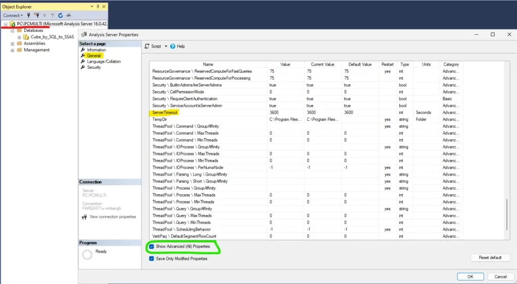 The XML for Analysis request timed out before it was completed