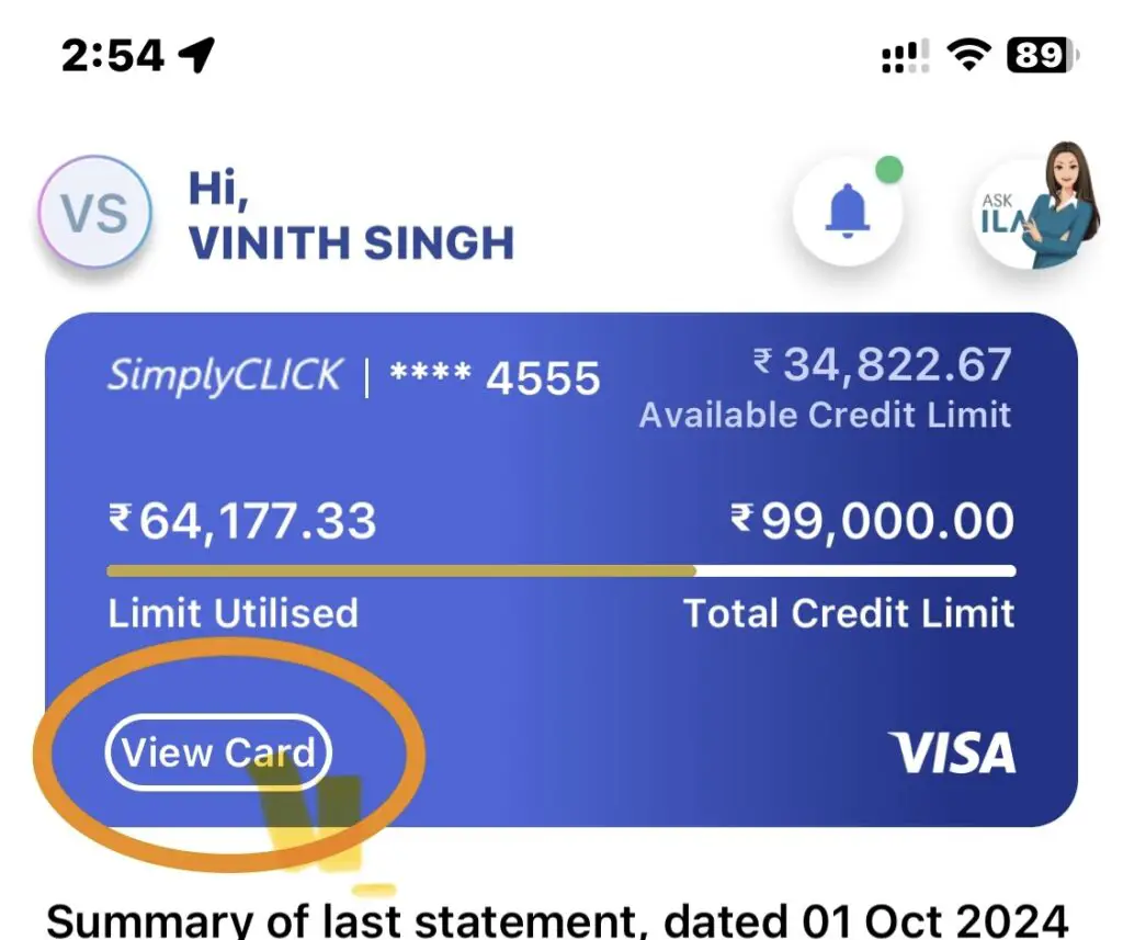 SBI Card View