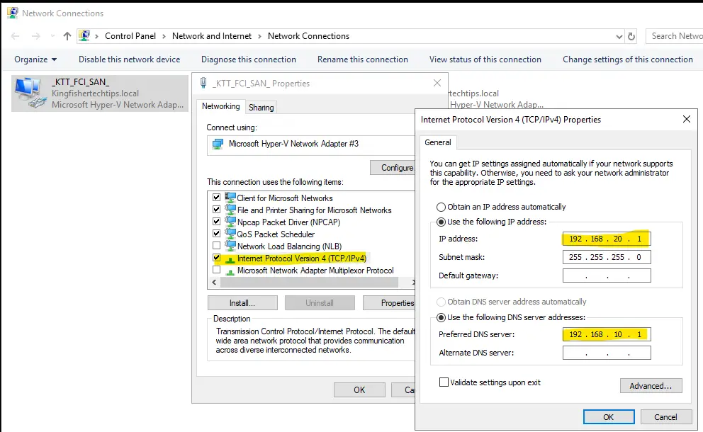 assign ip for vm