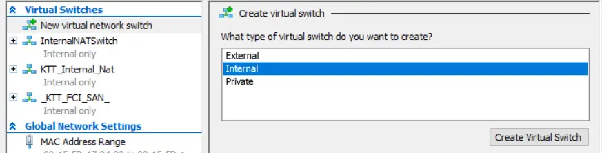 Create NIC/NAT Switch