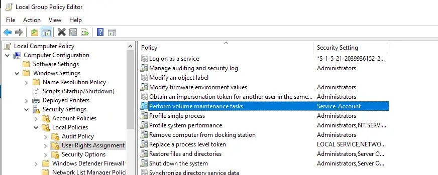 Perform Column Maintenance Security Policy